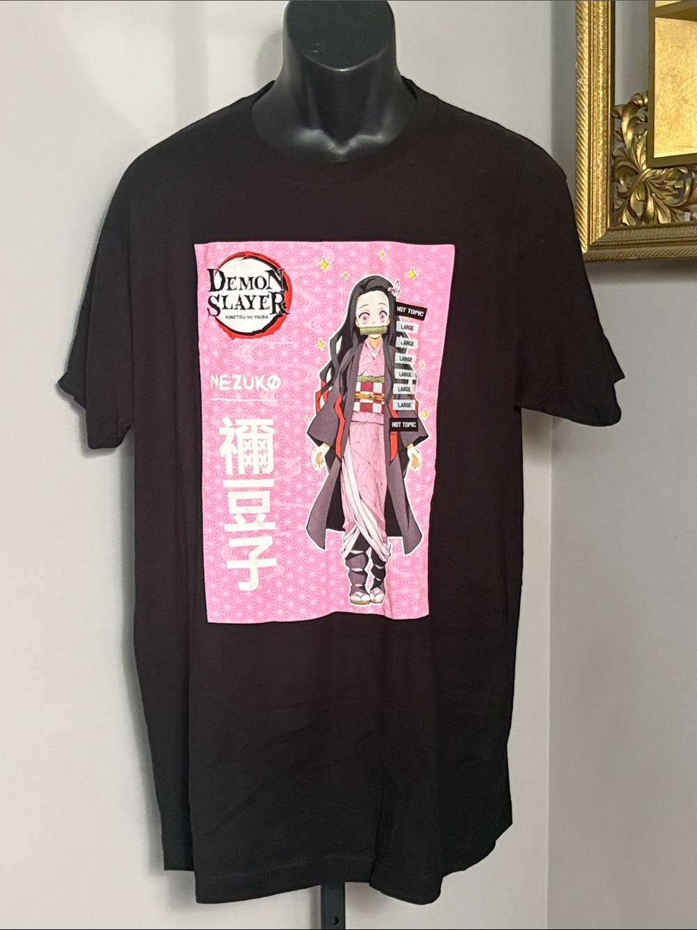 NEW Demon Slayer Nezuko Graphic Tee Shirt Black & Pink NWT